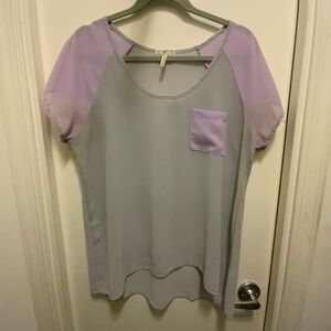 Sheer Purple Short Sleeve Blouse